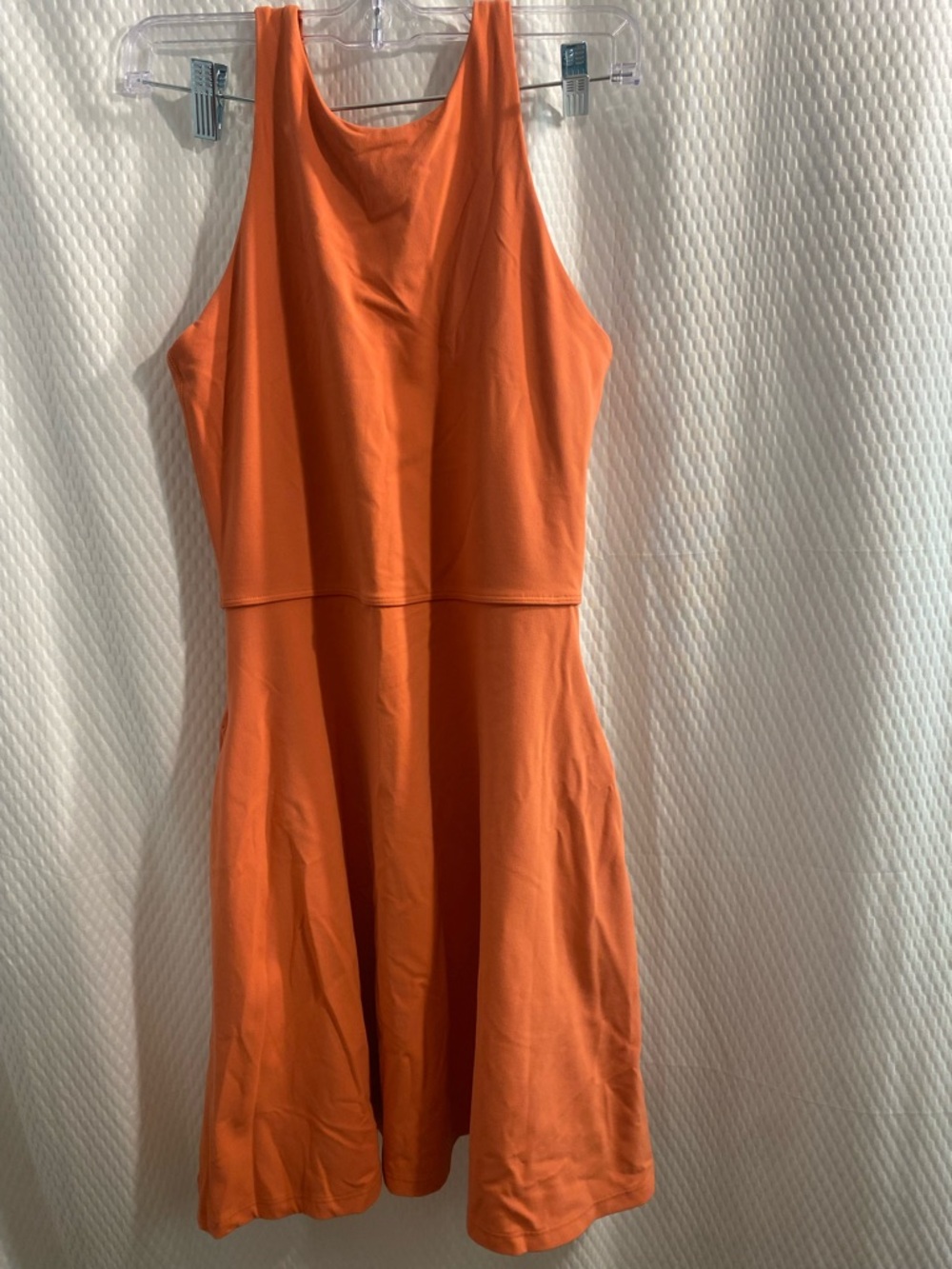 Athleta Orange Sleeveless Fit-and-Flare Mini Dress